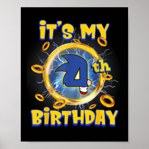 Poster C'est mon 4e anniversaire garçon Famille de jumela