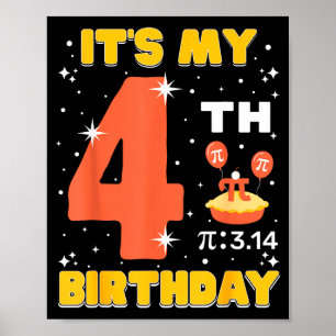 Poster C'est mon 4ème anniversaire Pi Day Math 4 ans Enfa