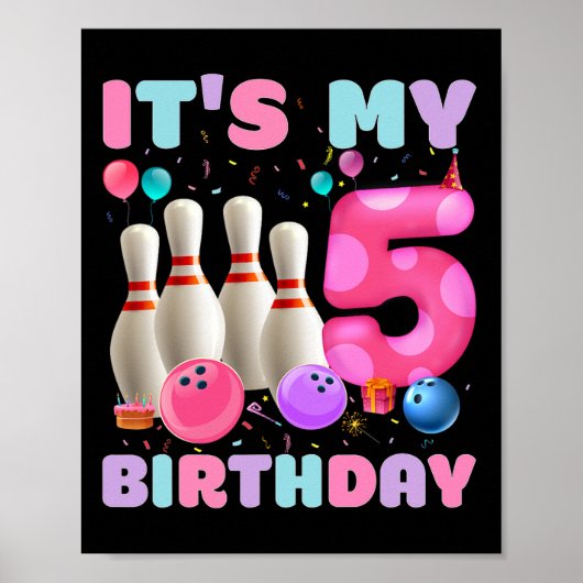Poster C'est mon 5 anniversaire Bowling 5e anniversaire A (Devant)