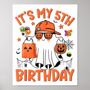 Poster C'est mon 5ème anniversaire Funny Halloween Boo Fa
