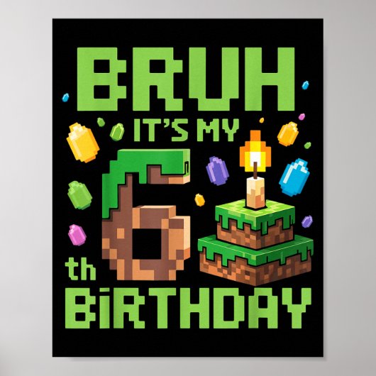 Poster C'est mon 6e anniversaire Drôle de jeu pour garçon (Devant)