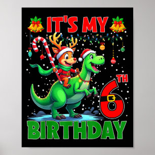 Poster C'est mon 6ème anniversaire Xmas Renne à Cheval Di