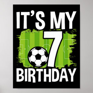 Poster C'est mon 7e anniversaire garçon football Footbyll