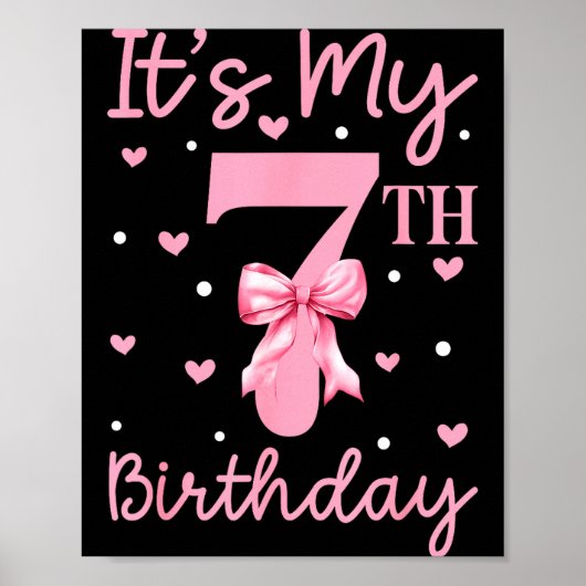 Poster C'est mon 7ème anniversaire fille coquette bow 7 a (Devant)
