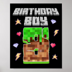 Poster C'est mon 8ème anniversaire garçon joueur 8 ans Pi