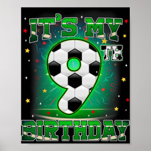 Poster C'est mon 9e anniversaire de football pour garçons