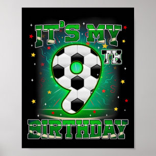 Poster C'est mon 9e anniversaire garçons football 9 ans f