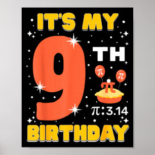 Poster C'est mon 9e anniversaire Pi Day Math 9 ans Enfant
