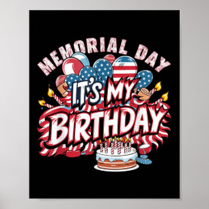 Poster C'est mon anniversaire Memorial Day Cool Rétro Drô