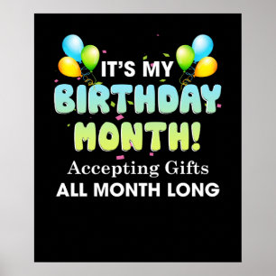 Poster C'est mon Anniversaire Mois acceptant des cadeaux