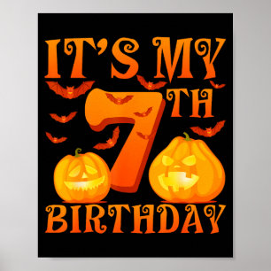 Poster C'est mon anniversaire pour mes 7 ans Citrouilles 