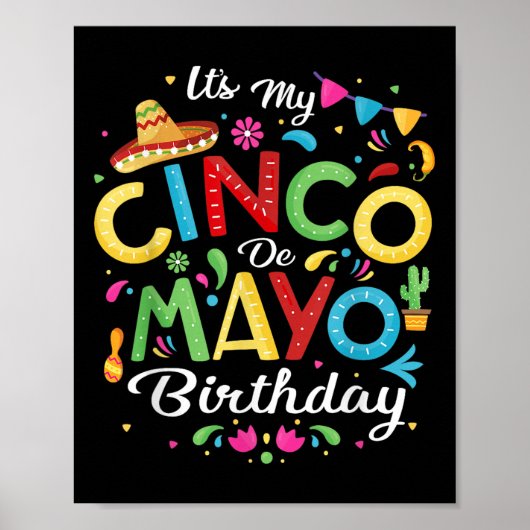 Poster C'Est Mon Cinco De Mayo Anniversaire Drôle Cinco D (Devant)