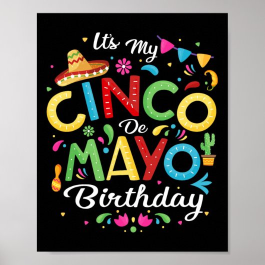 Poster C'est mon Cinco De Mayo Anniversaire Funny Cinco D (Devant)
