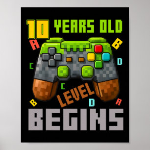 Poster C'est mon contrôleur de jeu pixelisé pour mes 10 a