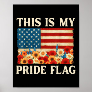 Poster C'Est Mon Drapeau De Fierté Boho Floral Usa Drapea