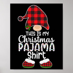 Poster C'Est Mon Pajama De Noël Gnome Xmas Rouge Plaid 1