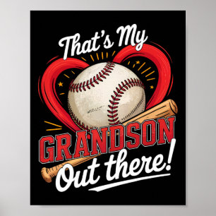 Poster C'Est Mon Petit-Fils Là-Bas De Baseball Grand-Mère