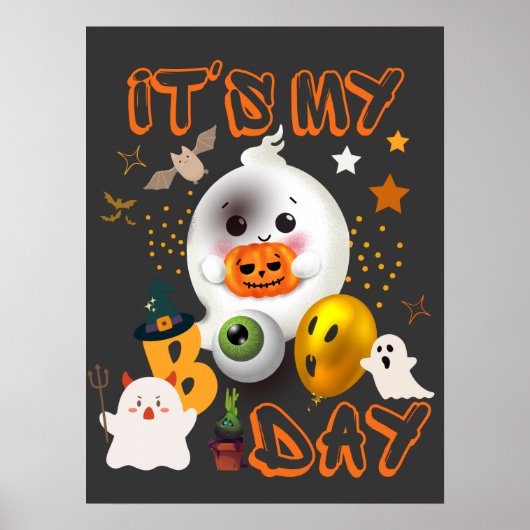 Poster C'est My Boo Day Kids mignon Halloween Anniversair (Devant)