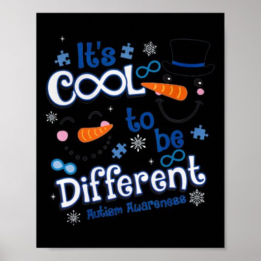 Poster C'est Noël Cool d'être différent - Autisme Aware (Devant)