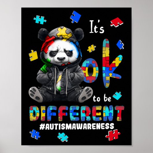 Poster C'est Ok D'être Différent Panda Autisme (Devant)