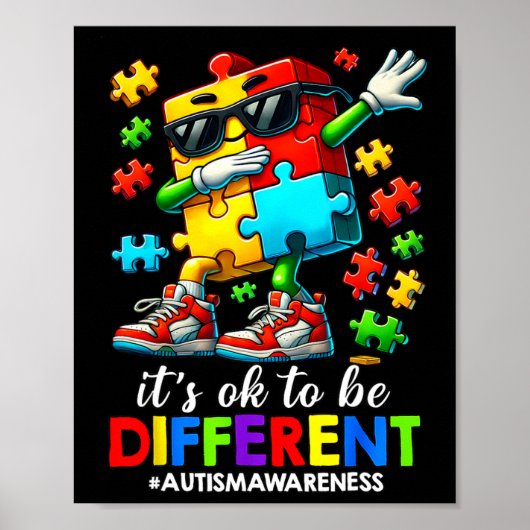 Poster C'est Ok D'être Différent Puzzle Dabbing Autisme S (Devant)