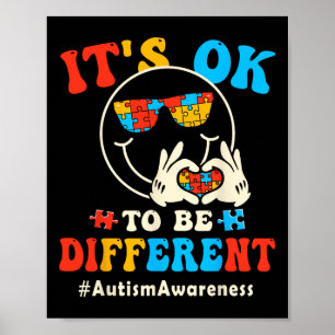 Poster C'est Ok Pour Différent Autism Groovy Sourire Visa