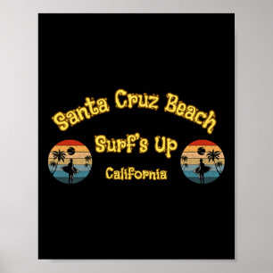 Poster C'est parti Funny Beach Vintage Surf Skull Santa