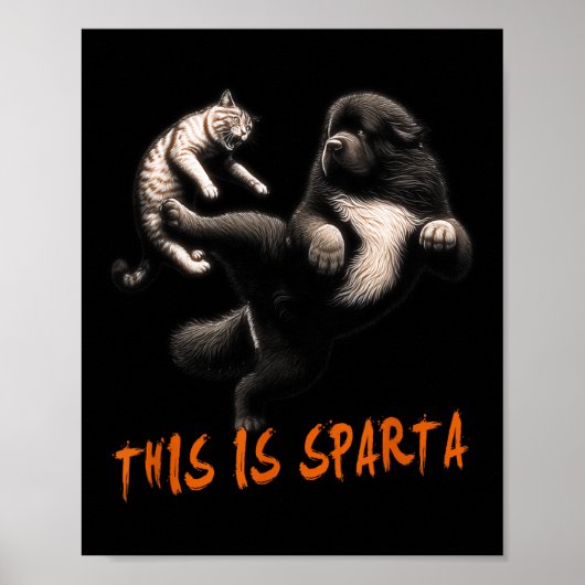 Poster C'Est Sparta - Chien Vs Chat (Devant)