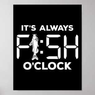 Poster C'est Toujours Poisson à l'Horloge Drôle Pêche