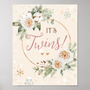 Poster C'est Twins Baby shower d'hiver Sprinkle Snowflake