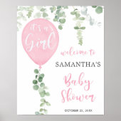 Poster C'est un baby shower de bienvenue en ballons rose (Devant)