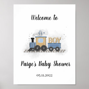 Poster C'est un garçon Accueil du Baby shower ferroviai