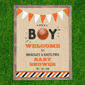 Poster C'est un garçon ! Basketball Baby shower à thème B
