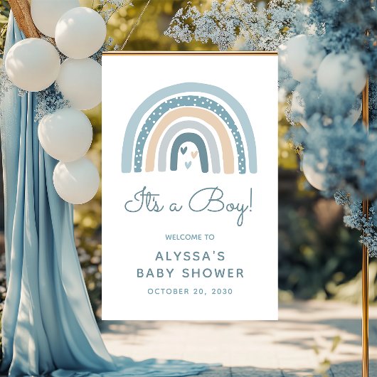 Poster C'est un garçon Boho Rainbow Baby shower Bienvenue