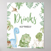 Poster C'est un garçon Dinosaur Baby shower Boissons (Devant)