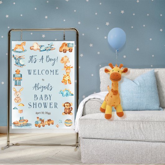 Poster C'est un garçon en bois | Baby shower de jouets en