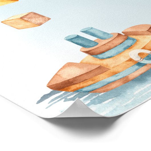 Poster C'est un garçon en bois | Baby shower de jouets en (Coin)