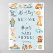Poster C'est un garçon en bois | Baby shower de jouets en (Devant)