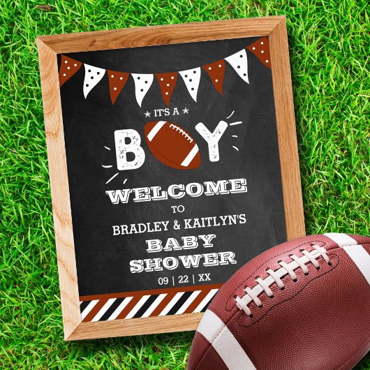 Poster C'est un garçon ! Football Baby shower à thème Bie