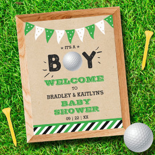 Poster C'est un garçon ! Golf Accueil Baby shower à thème