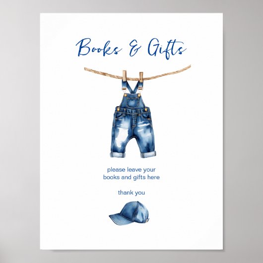 Poster C'est un garçon jeans bleu baby shower cadeau pann (Devant)