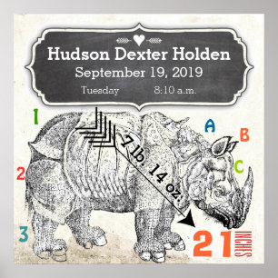Poster C'est un garçon ! Nouveau bébé rhinocéros
