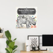 Poster C'est un garçon ! Nouveau rhinocéros bébé (Bureau à domicile)