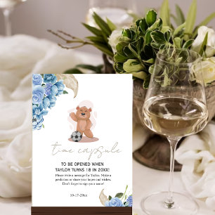 Poster C'est un garçon ours mignon bleu baby shower temps