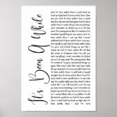 Poster C'est un temps blanc Script Chanson Lyric Print (Devant)