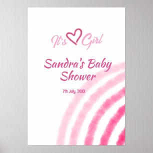 POSTER C'EST UNE BABY SHOWER FILLE ARC-EN-CIEL PASTEL RÉT