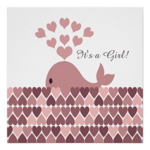 Poster C'est une fille ! Belle baleine rose
