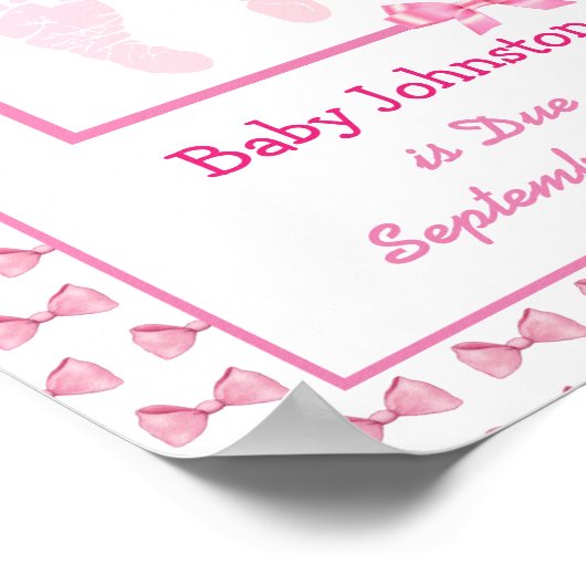 Poster C'est une fille, Faire-part de grossesse empreinte (Coin)