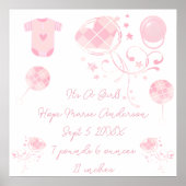 Poster C'est une fille Nouveau bébé statistiques de naiss (Devant)