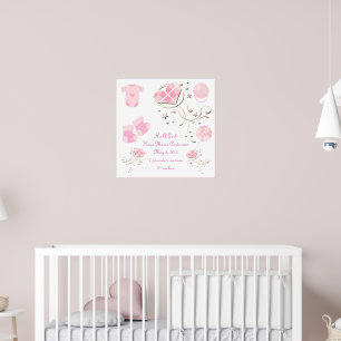 Poster C'est une fille Nouveau bébé statistiques de naiss